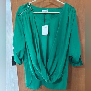 Calvin Klein Green Draped Women's Top